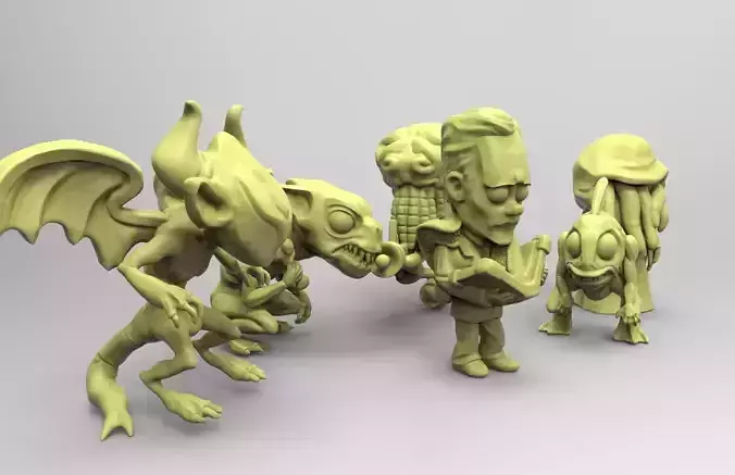 lovecraft collection group of figurines 3D print model