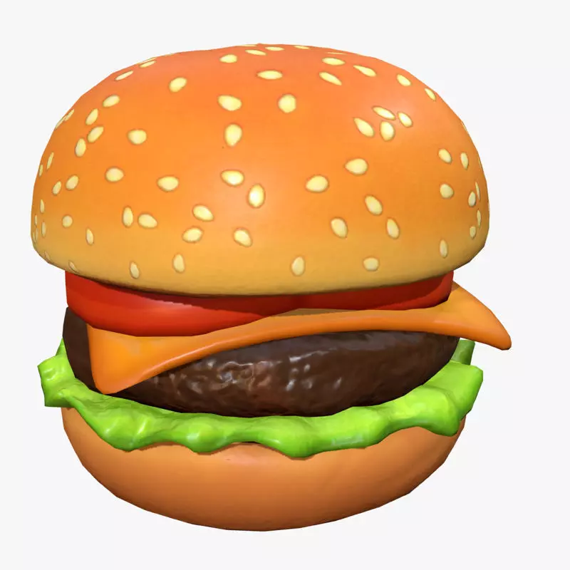Cartoon Cheeseburger Low-poly 3D model_0
