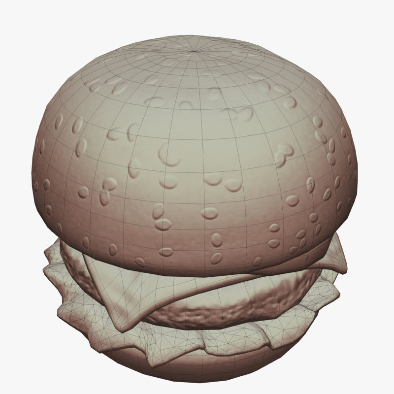 Cartoon Cheeseburger Low-poly 3D model_6