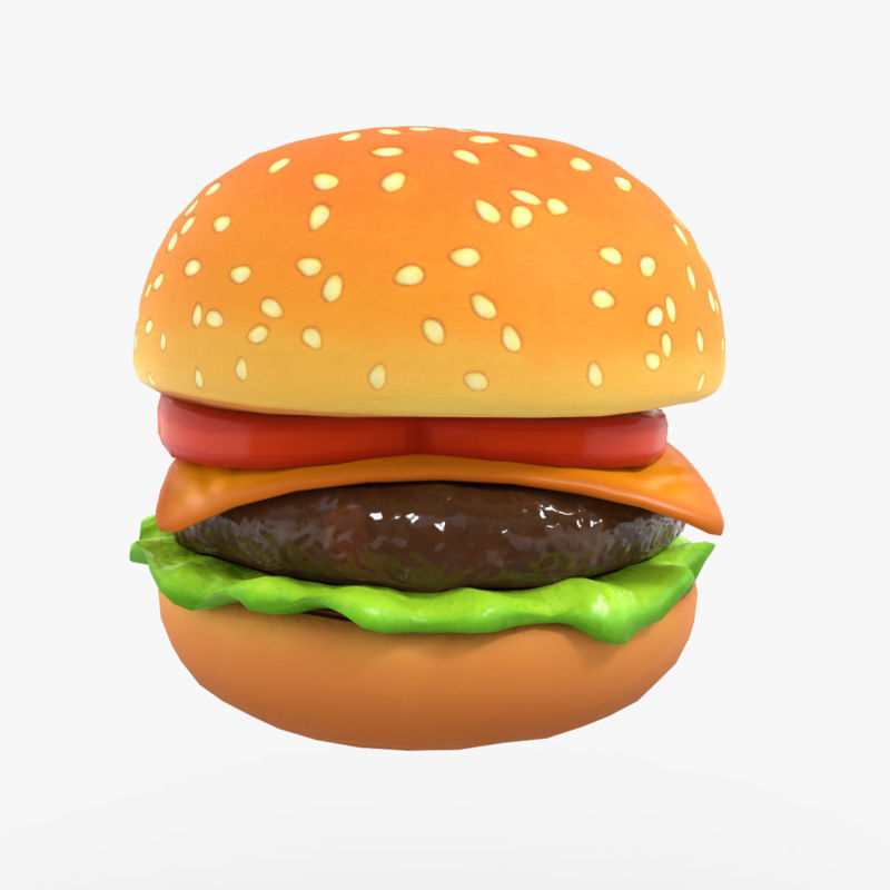 Cartoon Cheeseburger Low-poly 3D model_3