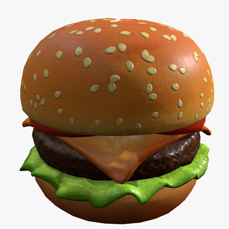 Cartoon Cheeseburger Low-poly 3D model_11