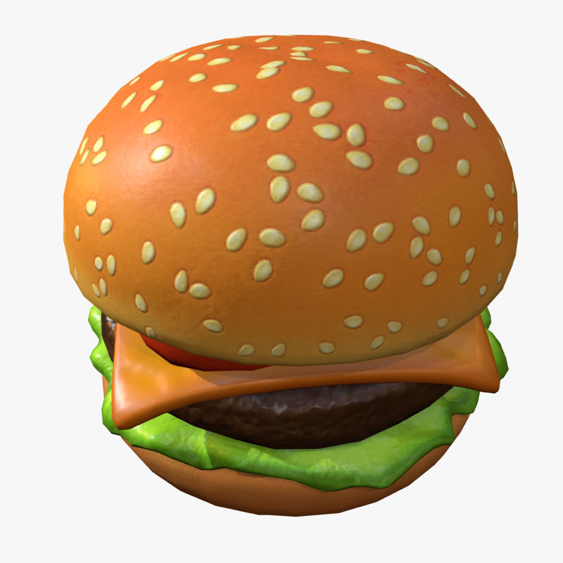 Cartoon Cheeseburger Low-poly 3D model_10