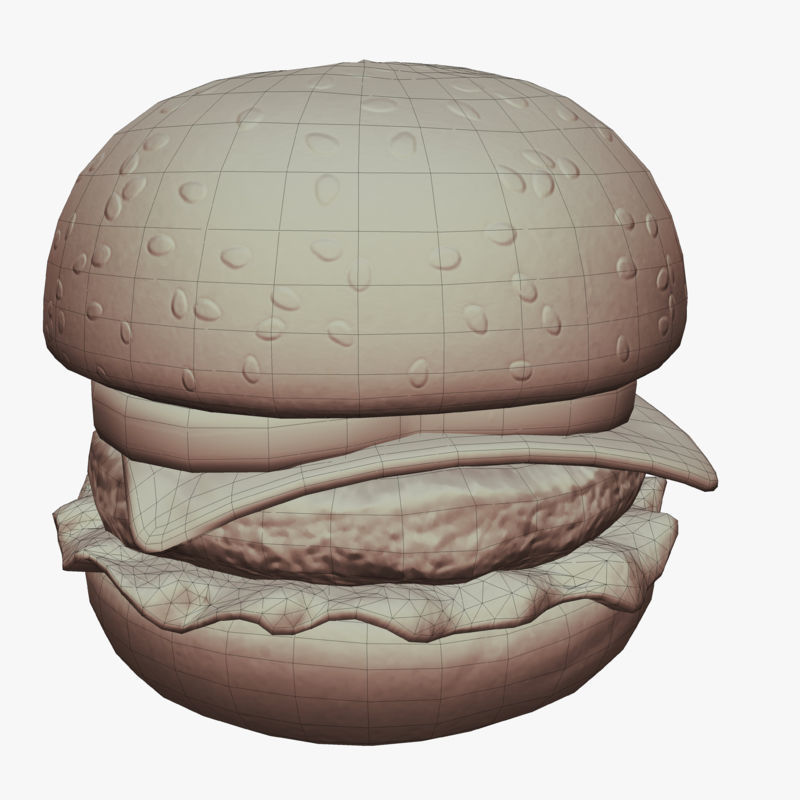 Cartoon Cheeseburger Low-poly 3D model_7