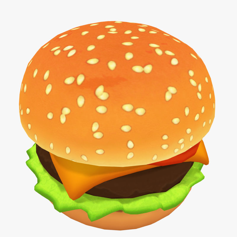 Cartoon Cheeseburger Low-poly 3D model_8