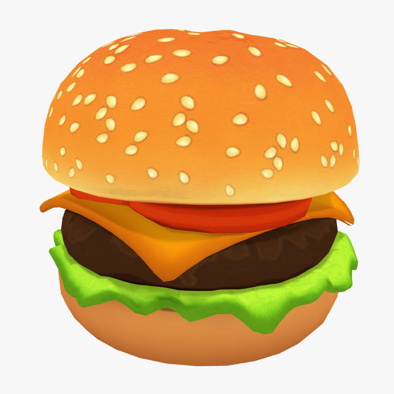 Cartoon Cheeseburger Low-poly 3D model_9