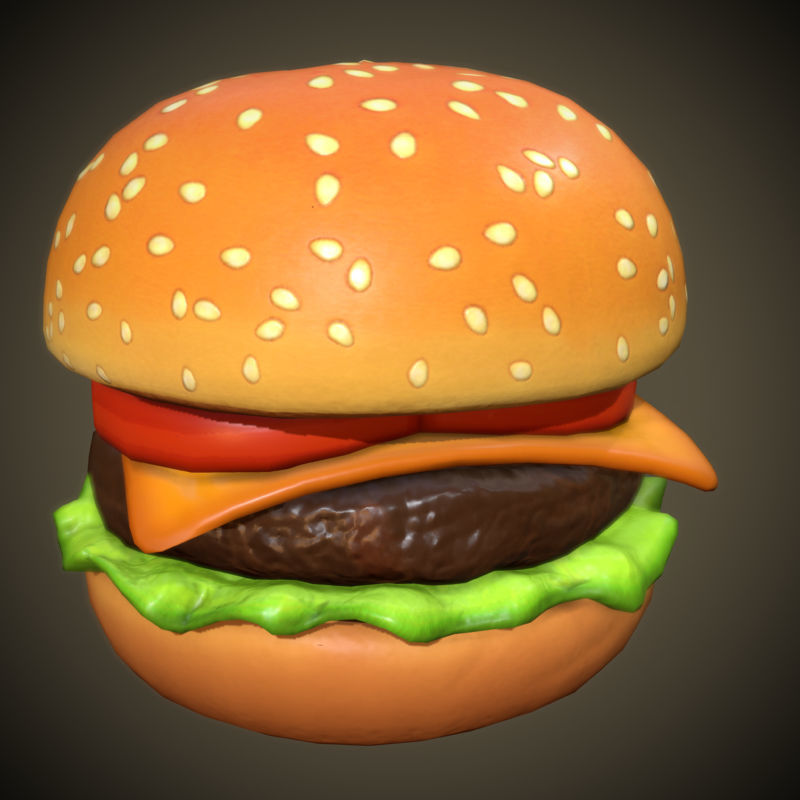 Cartoon Cheeseburger Low-poly 3D model_2