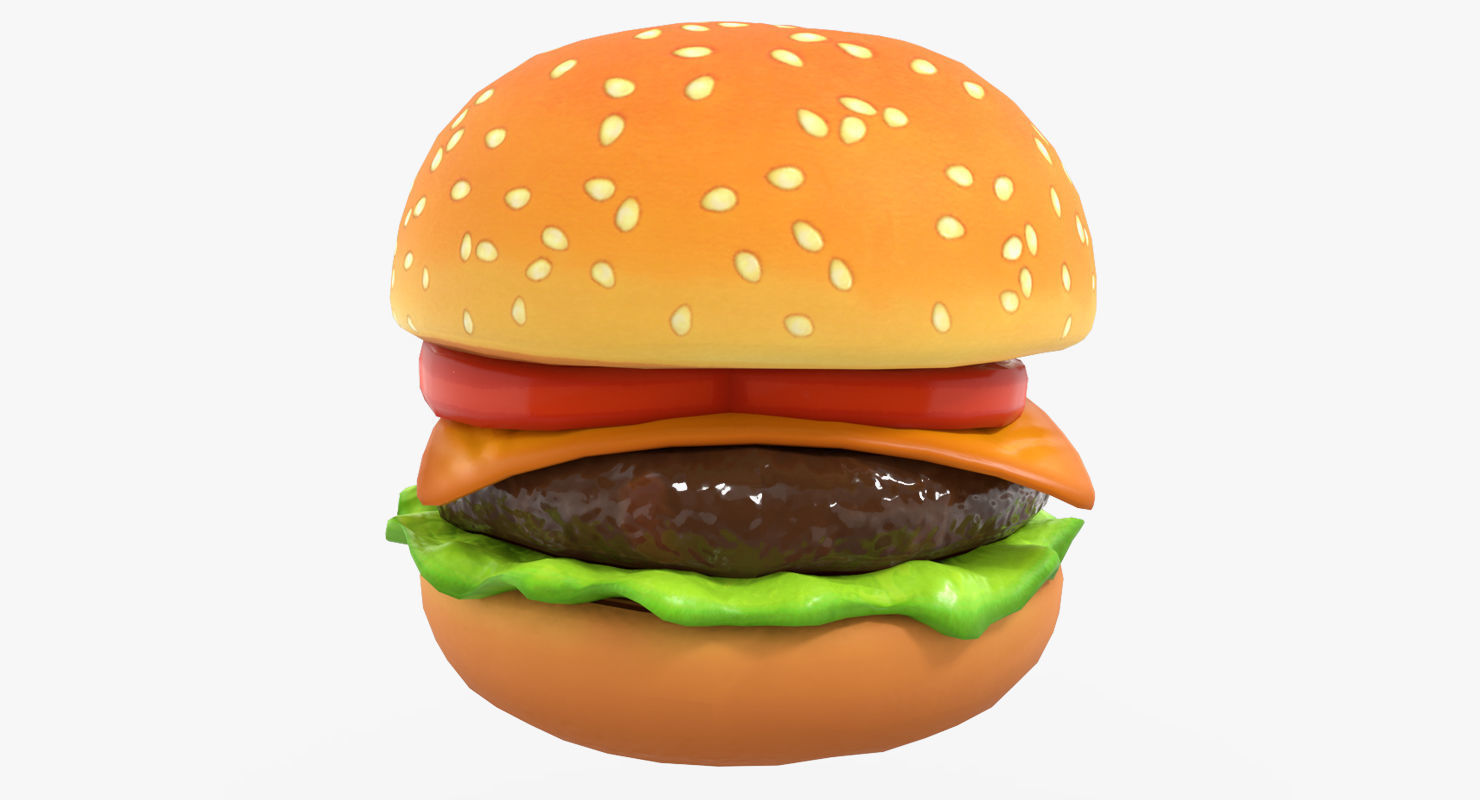 Cartoon Cheeseburger Low-poly 3D model_4