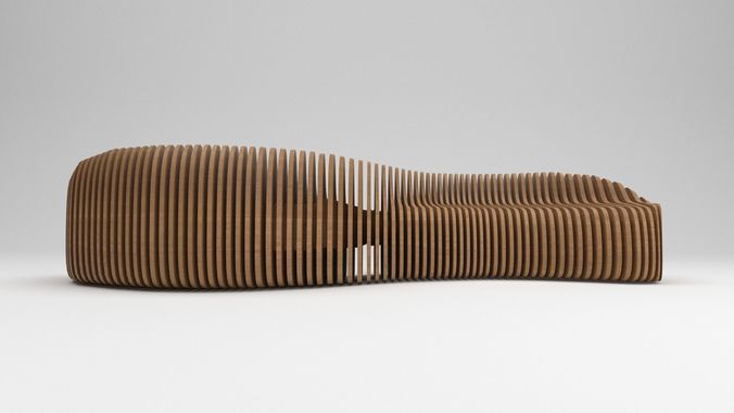 Parametric wooden bench 3D model