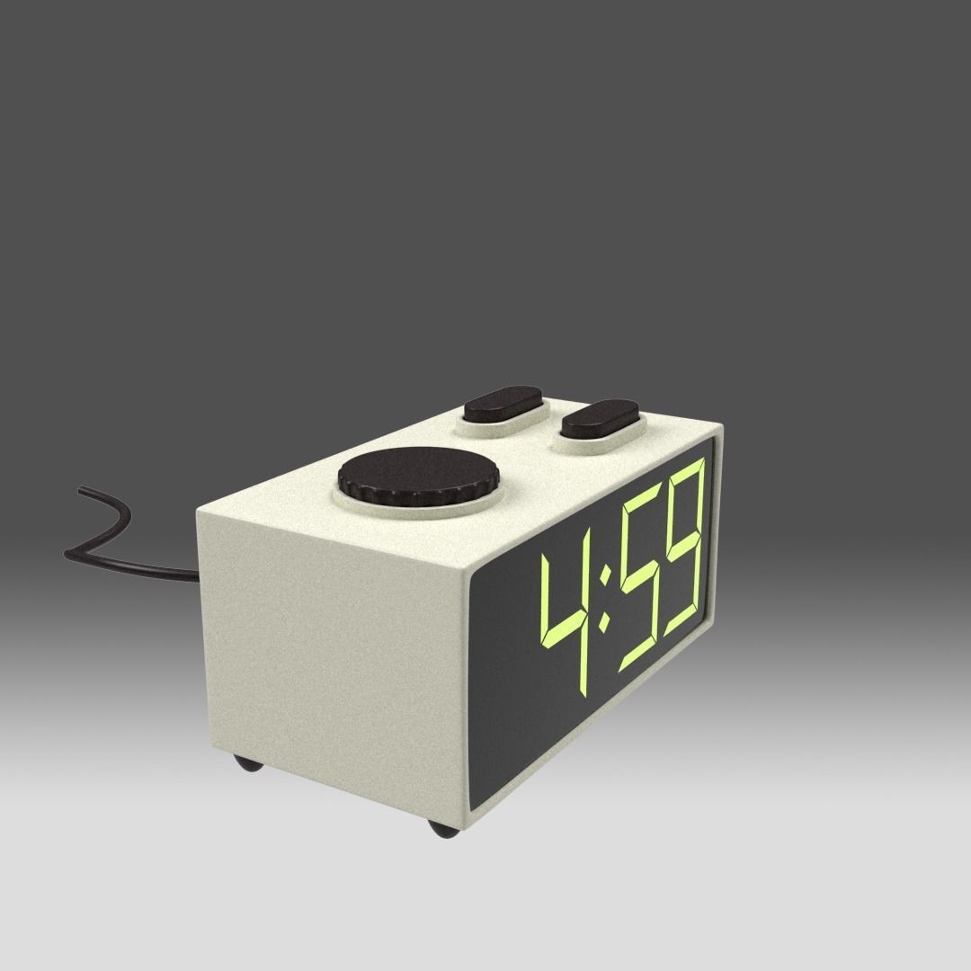 Retro Radio Alarm Clock Low-poly 3D model_1