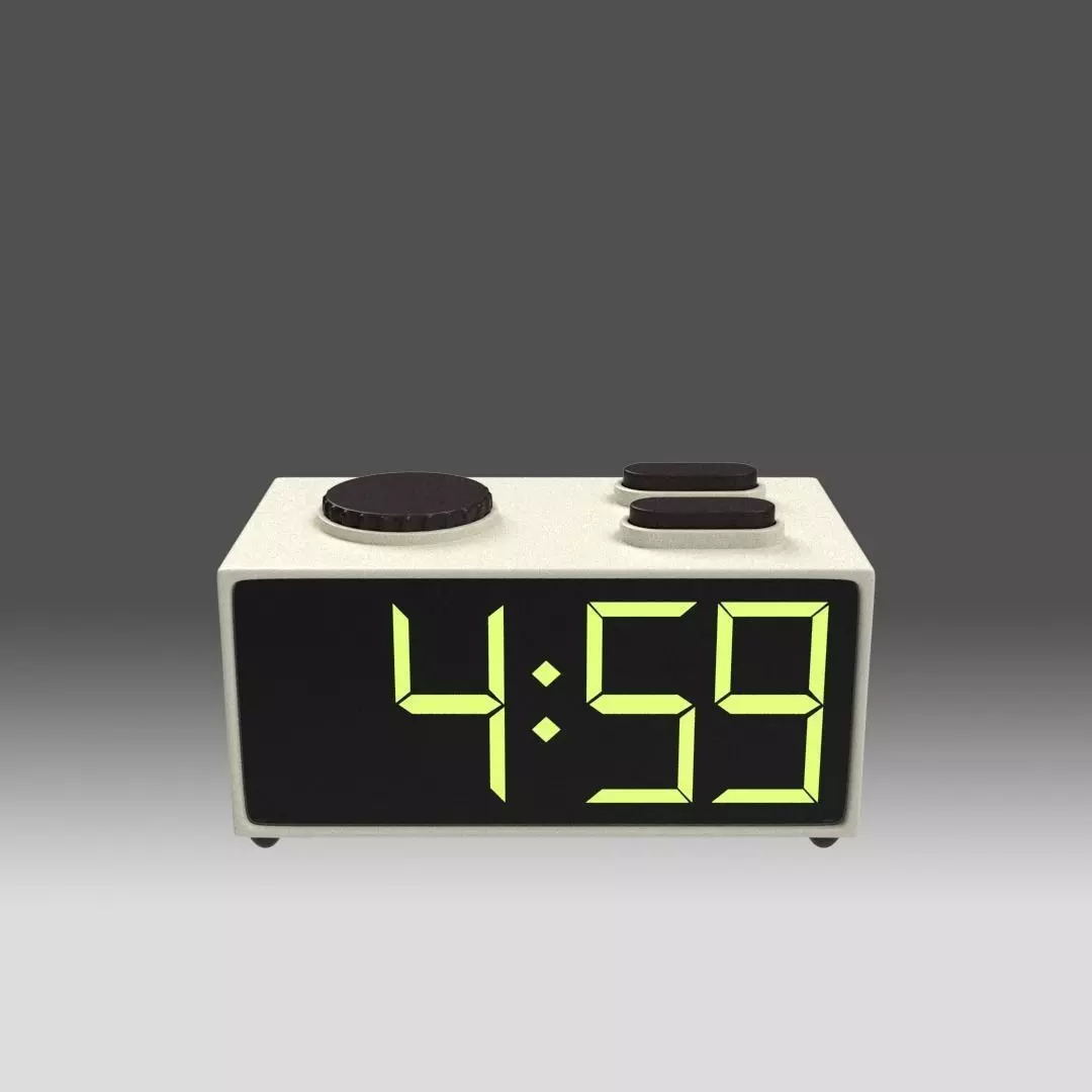 Retro Radio Alarm Clock Low-poly 3D model_0