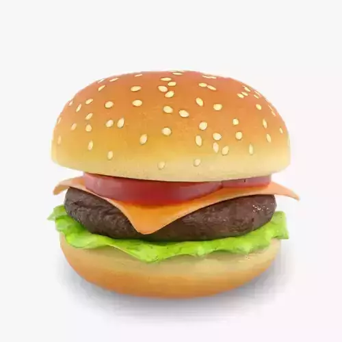 Cartoon Cheeseburger Low-poly 3D model