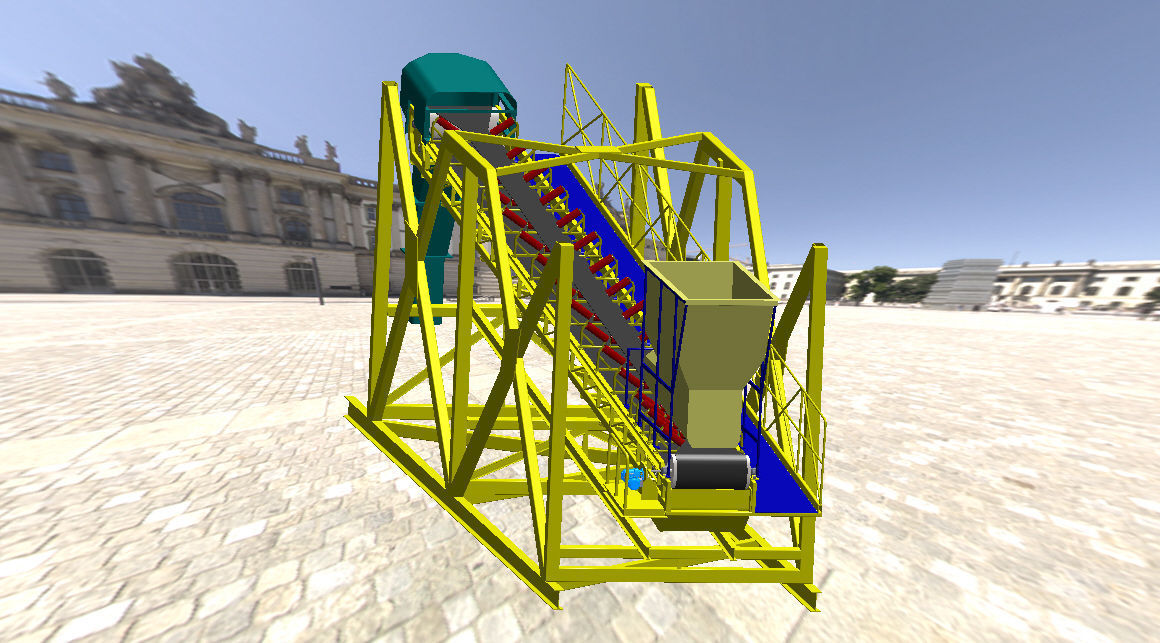 INCLINED BELT CONVEYOR Free 3D model_1
