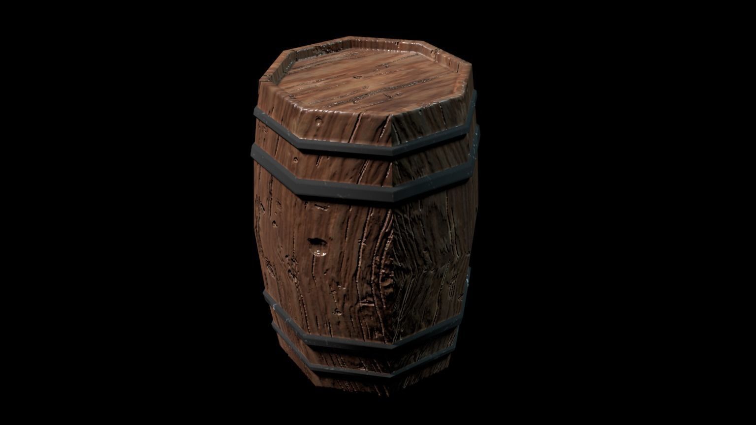 Medieval Barrel Low-poly 3D model_3