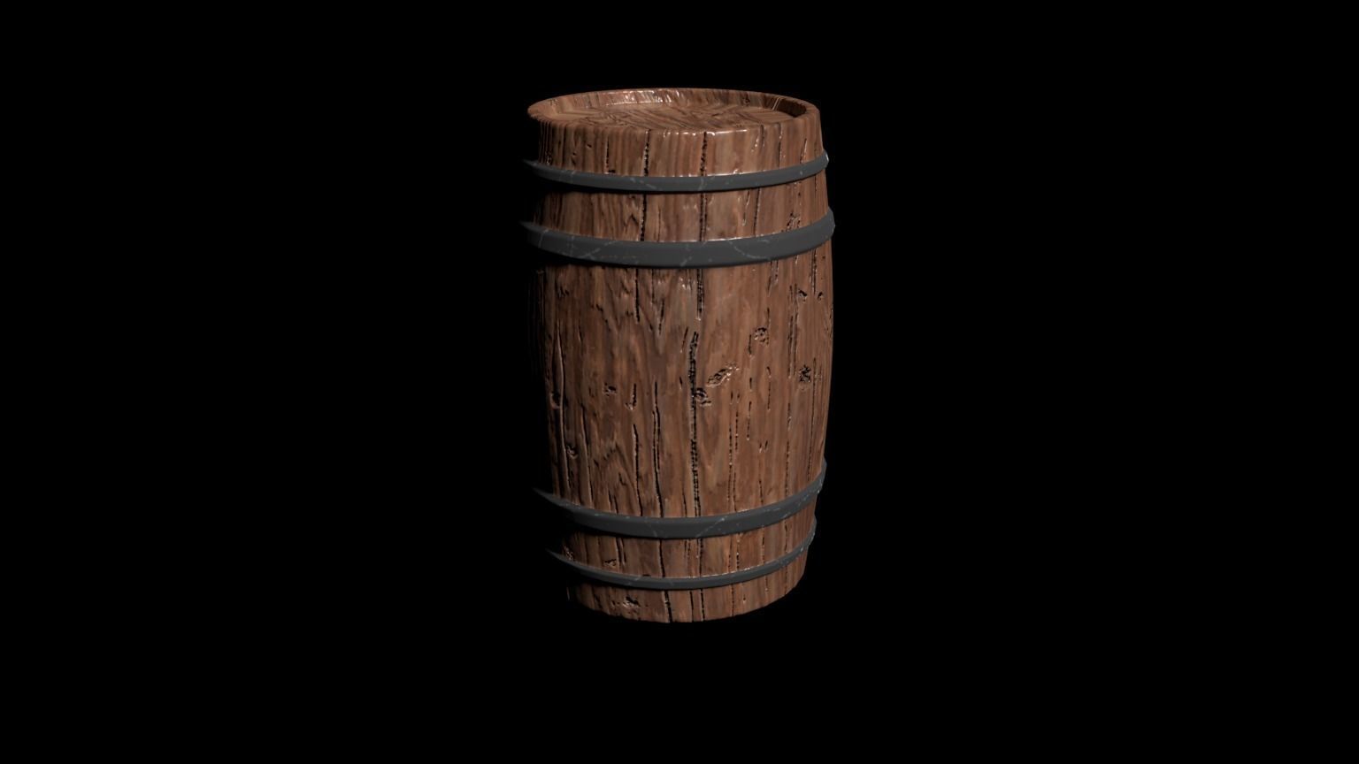 Medieval Barrel Low-poly 3D model_2