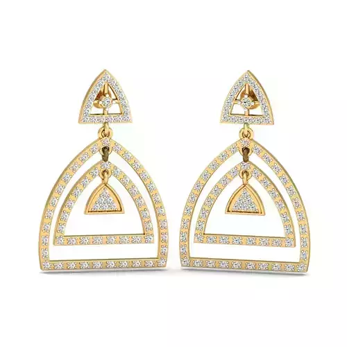Circular triangle Shaped Drop Earrings With Diamonds 