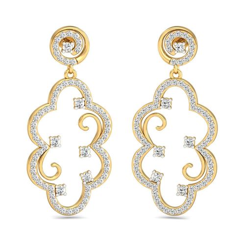 Cloud Shaped Golden Drop Earrings With Diamonds  3D print model