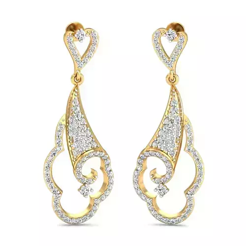 Golden Drop Earrings With Diamonds  19