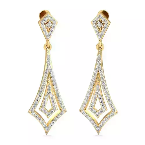 Golden Drop Earrings With Diamonds  20