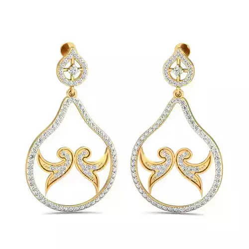 Drop Shaped Drop Earrings With Diamonds 