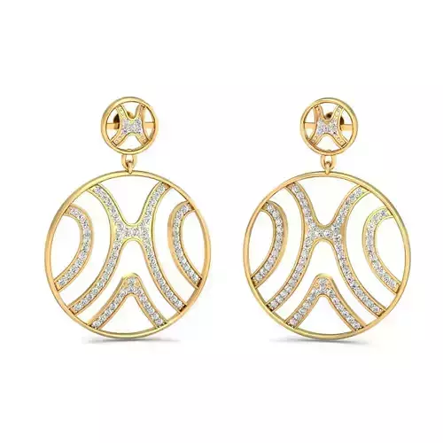 Round Shaped Drop Earrings With Diamonds 