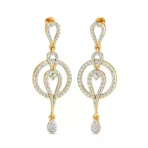 Round Shaped Drop Earrings With Diamonds  1