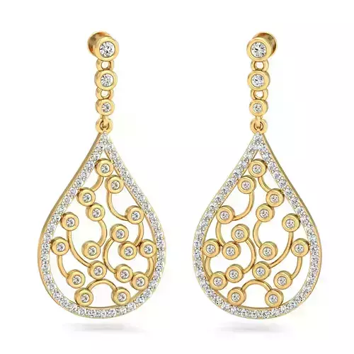 Drop Shaped Drop Earrings With Diamonds  1
