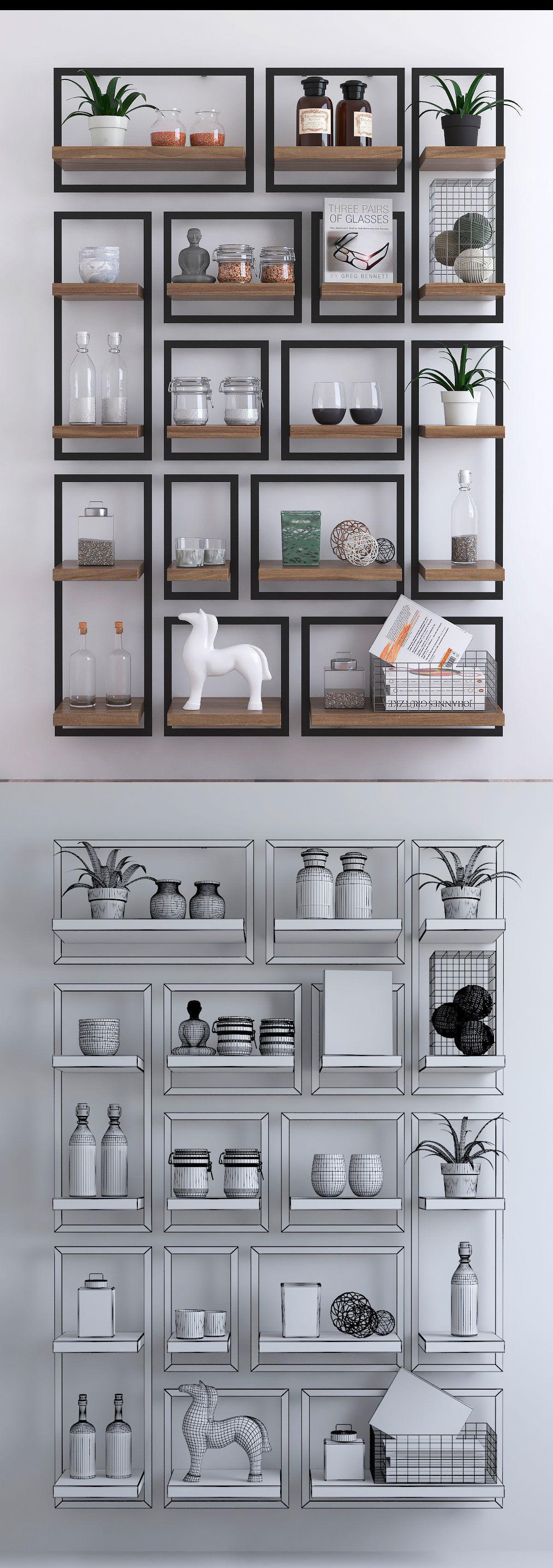 shelfmate kitchen shelf with pots and pans 3D model_1