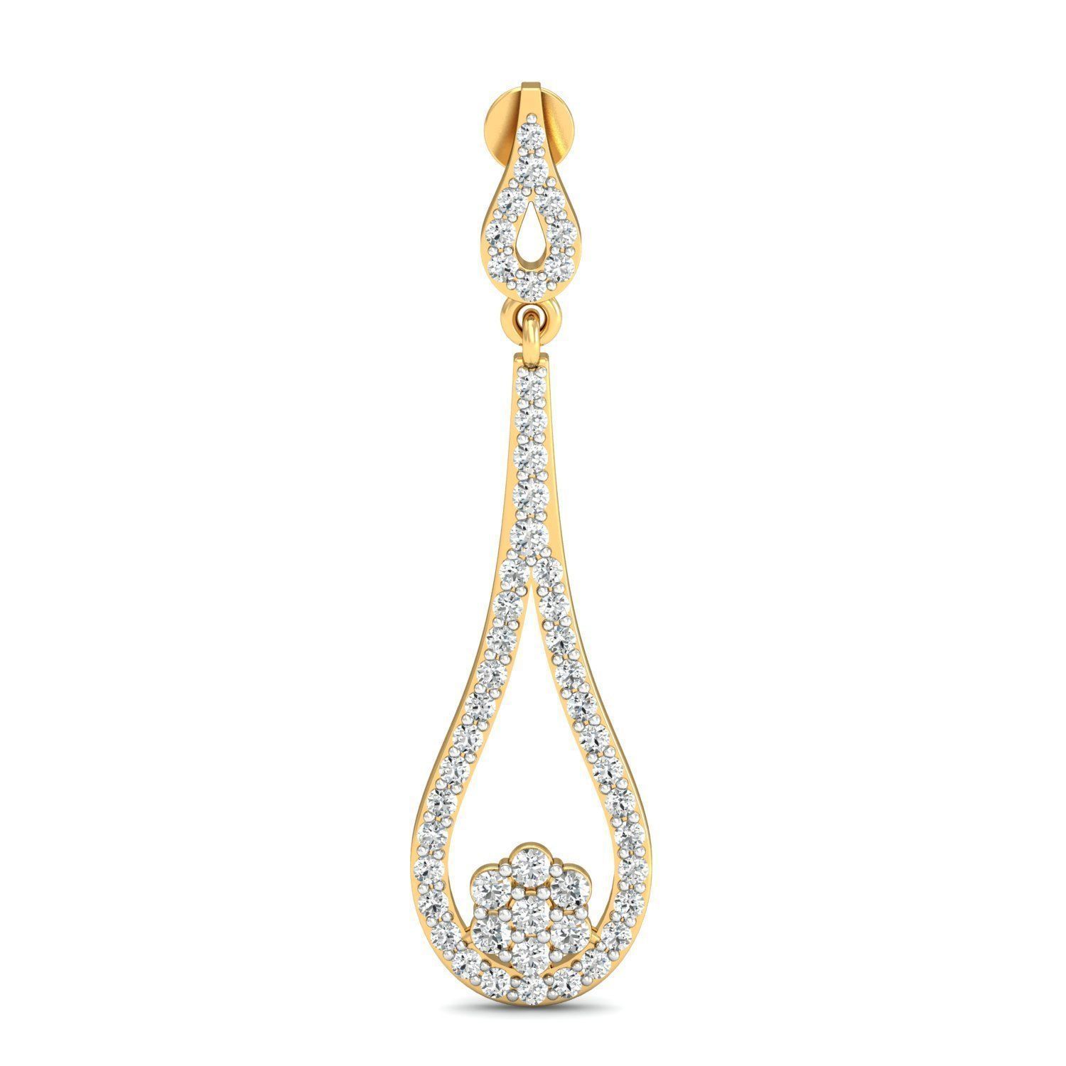 Drop Shaped Drop Earrings With Diamonds  2 3D print model_1