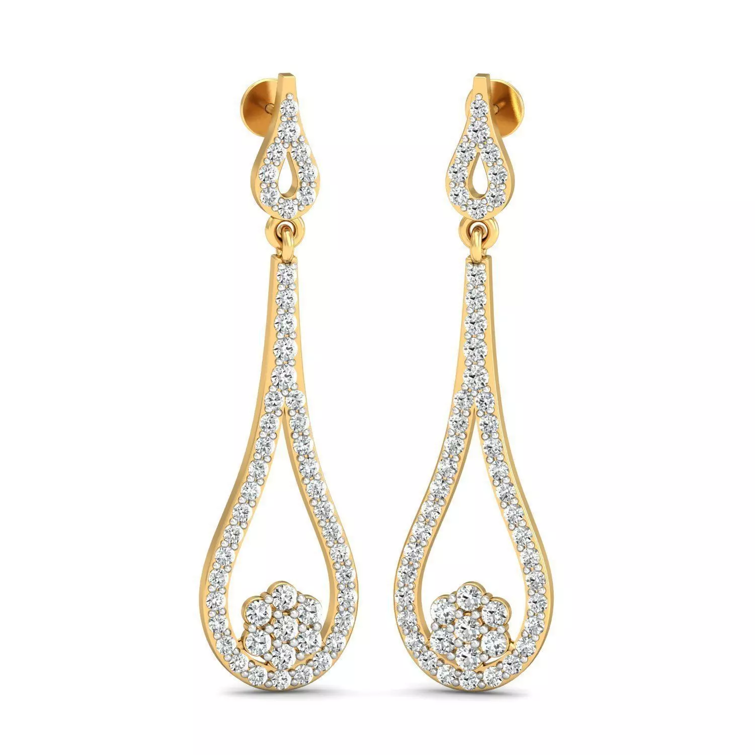 Drop Shaped Drop Earrings With Diamonds  2 3D print model_0