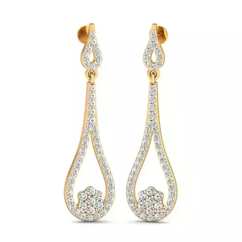 Drop Shaped Drop Earrings With Diamonds  2