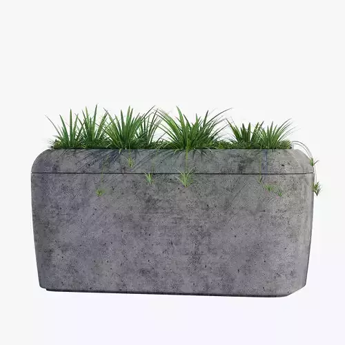 20X40X20 2 concrete planter with grass in it 3D model