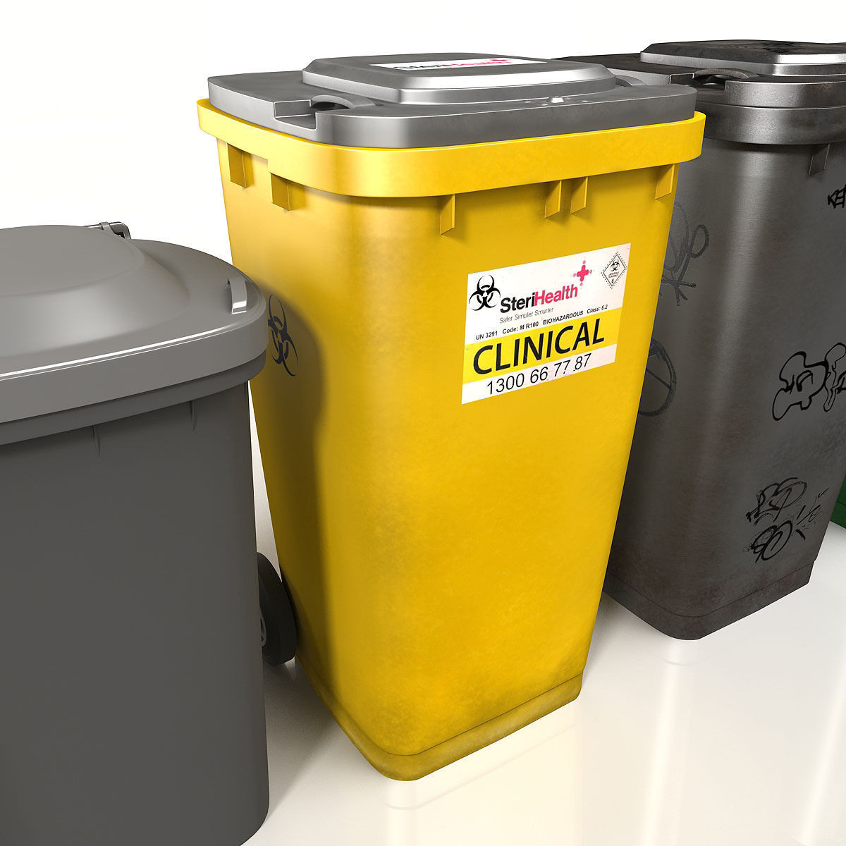Wheelie Bin Kit With Rubbish 3D model_13