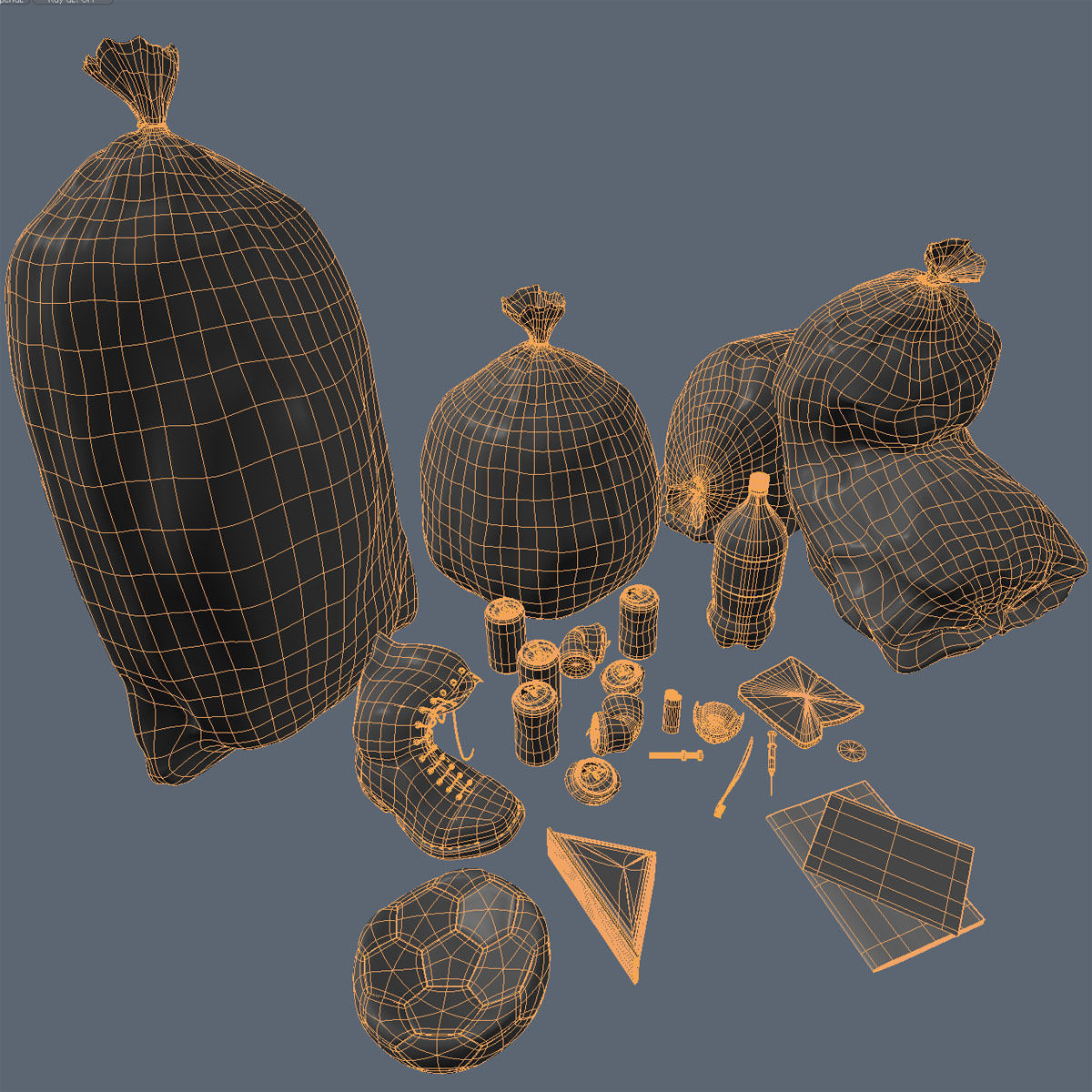 Wheelie Bin Kit With Rubbish 3D model_33