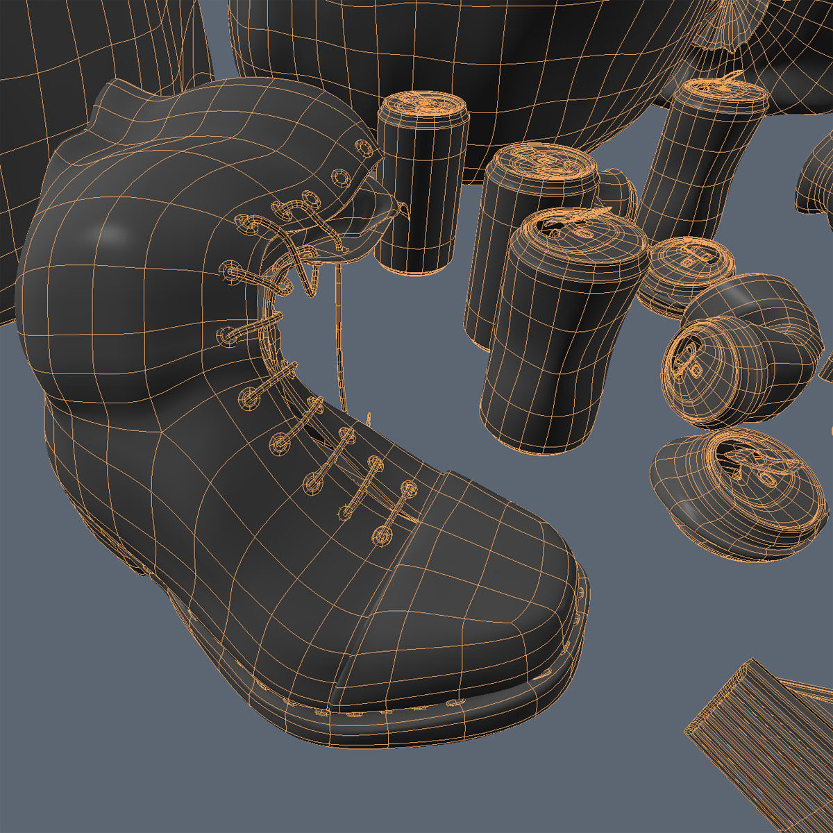 Wheelie Bin Kit With Rubbish 3D model_8