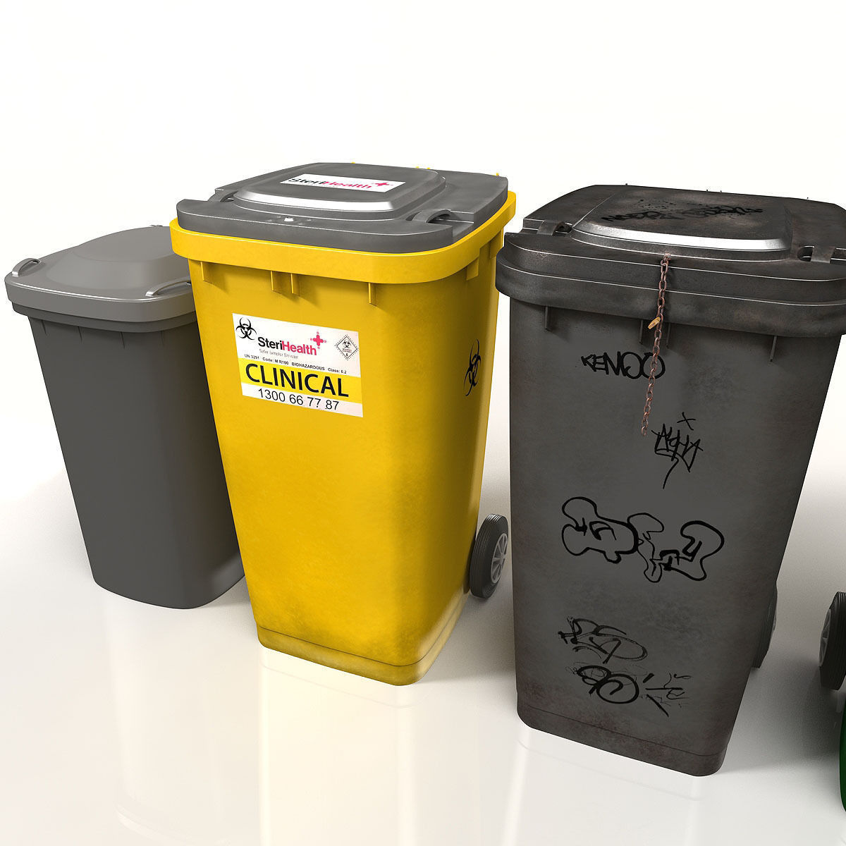 Wheelie Bin Kit With Rubbish 3D model_10
