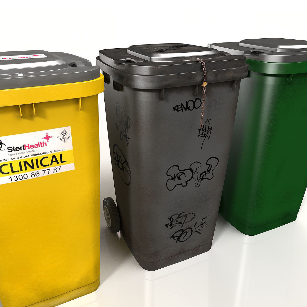 Wheelie Bin Kit With Rubbish 3D model_18
