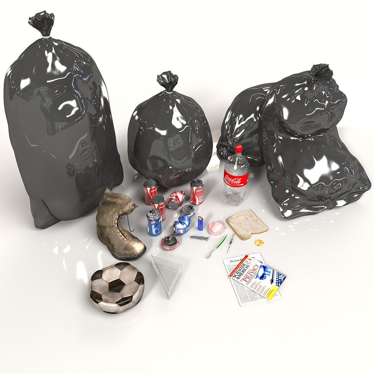 Wheelie Bin Kit With Rubbish 3D model_30