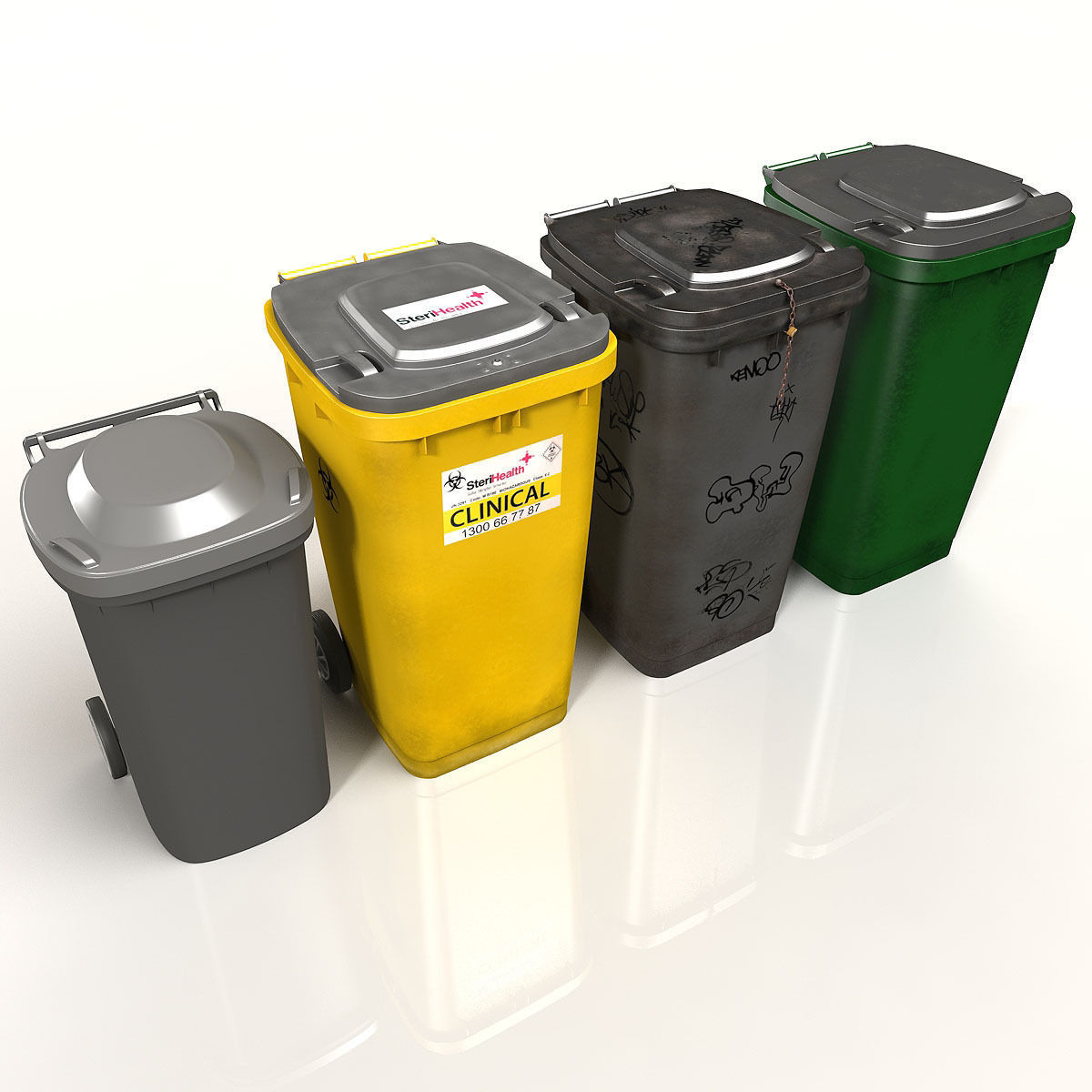Wheelie Bin Kit With Rubbish 3D model_15