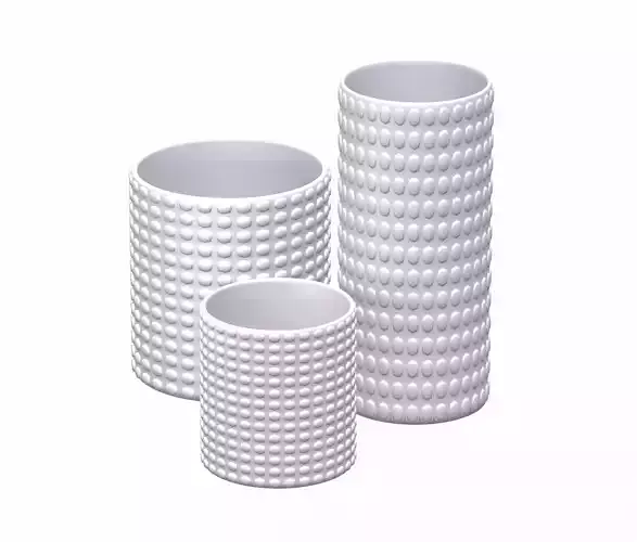 White Geometric Decor Vase SET