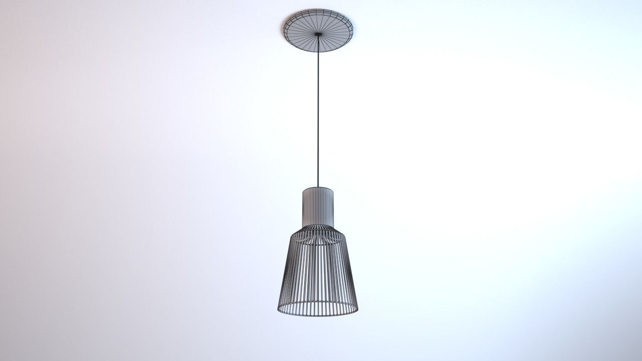 Wooden ceiling lamp model Low-poly 3D model_12