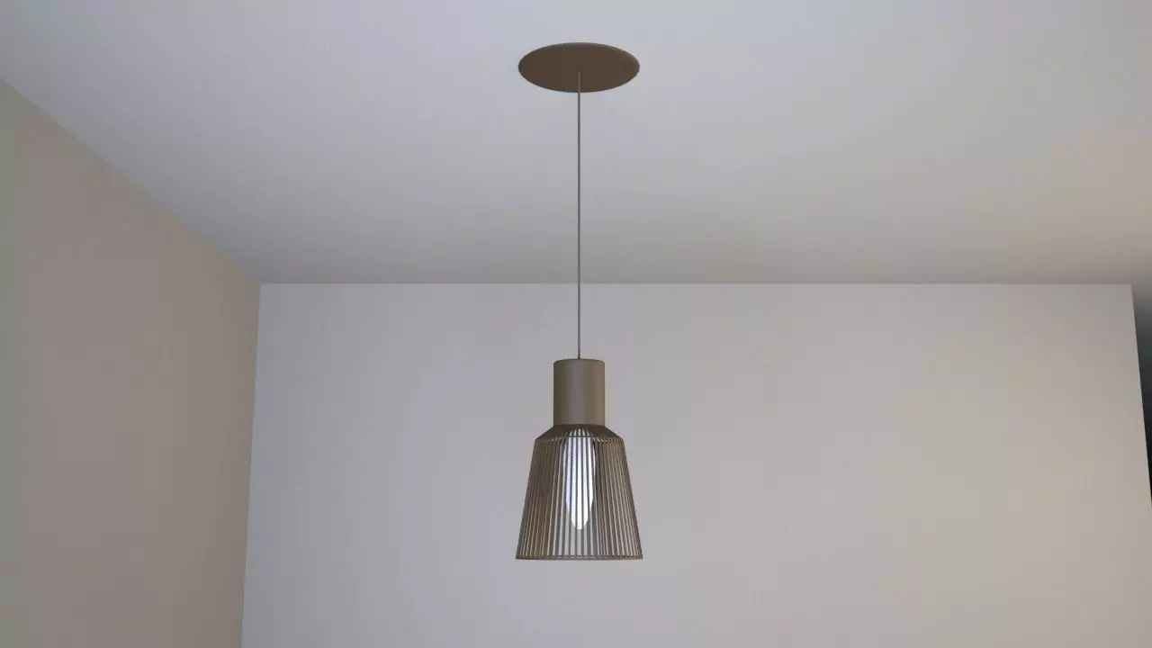 Wooden ceiling lamp model Low-poly 3D model_0