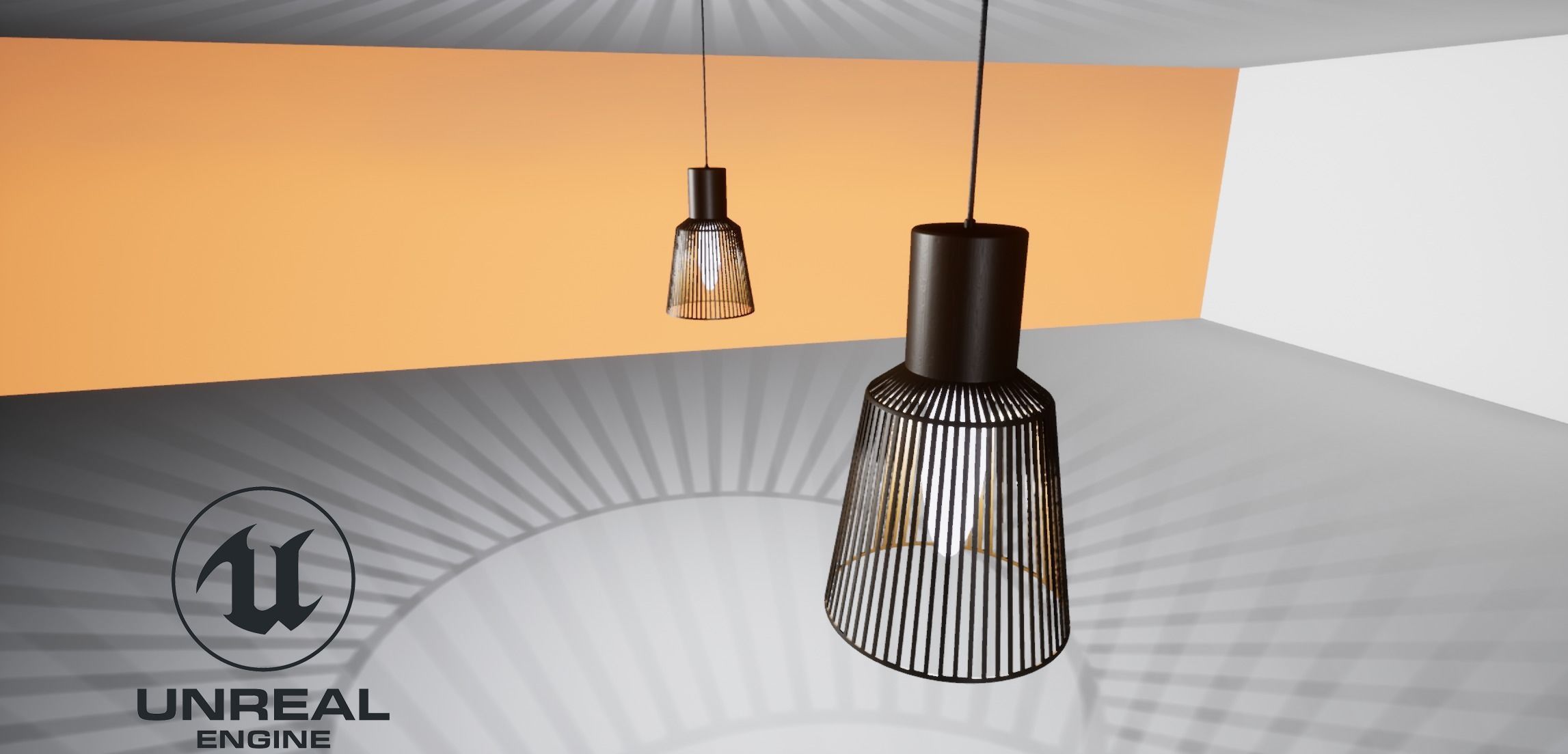 Wooden ceiling lamp model Low-poly 3D model_5