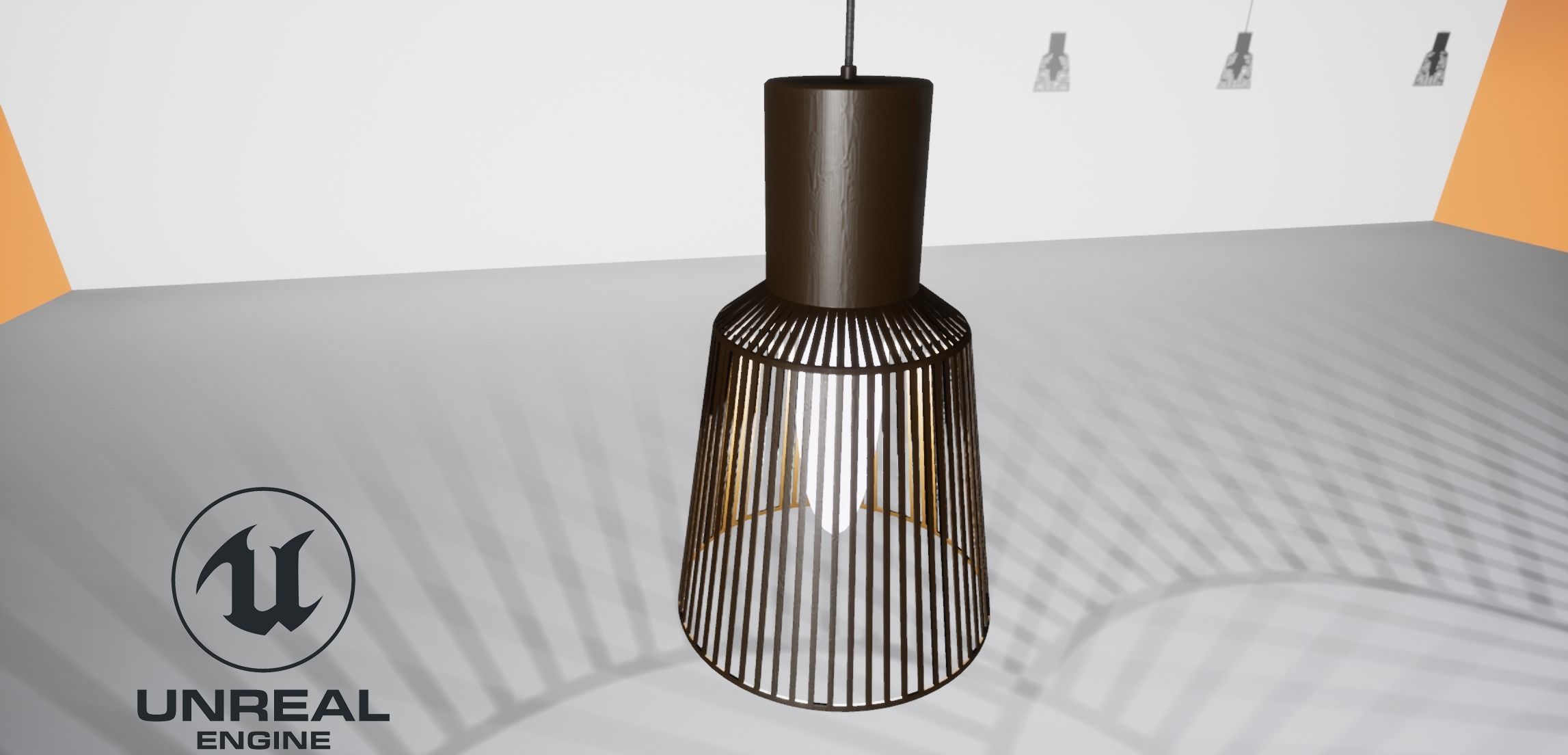 Wooden ceiling lamp model Low-poly 3D model_7