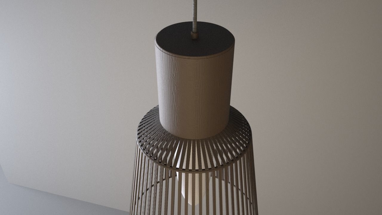 Wooden ceiling lamp model Low-poly 3D model_2