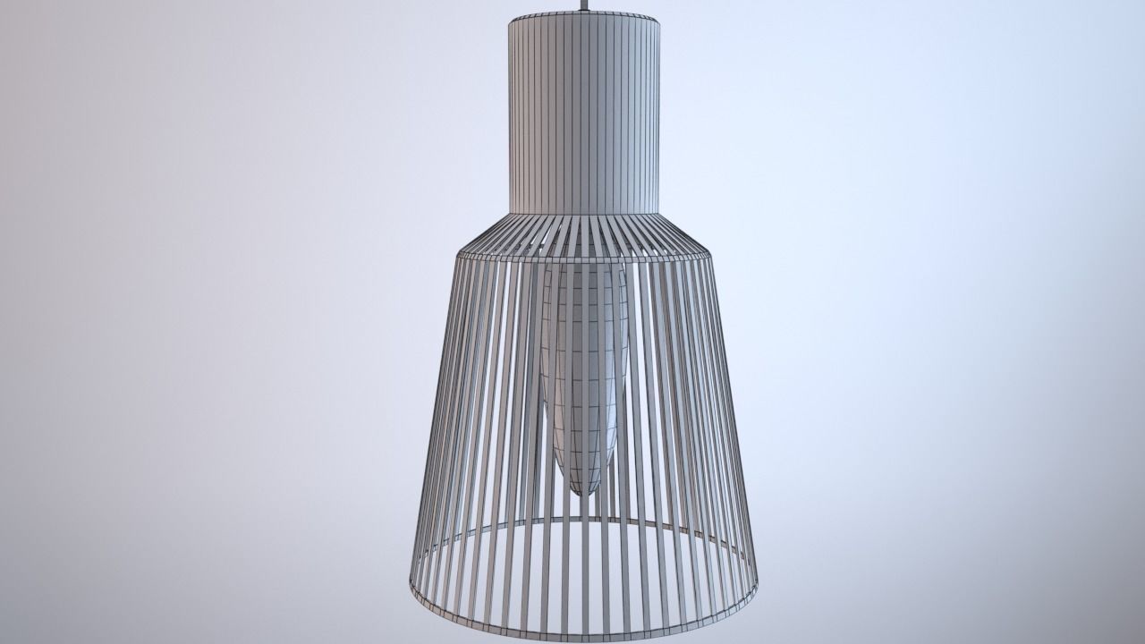 Wooden ceiling lamp model Low-poly 3D model_11