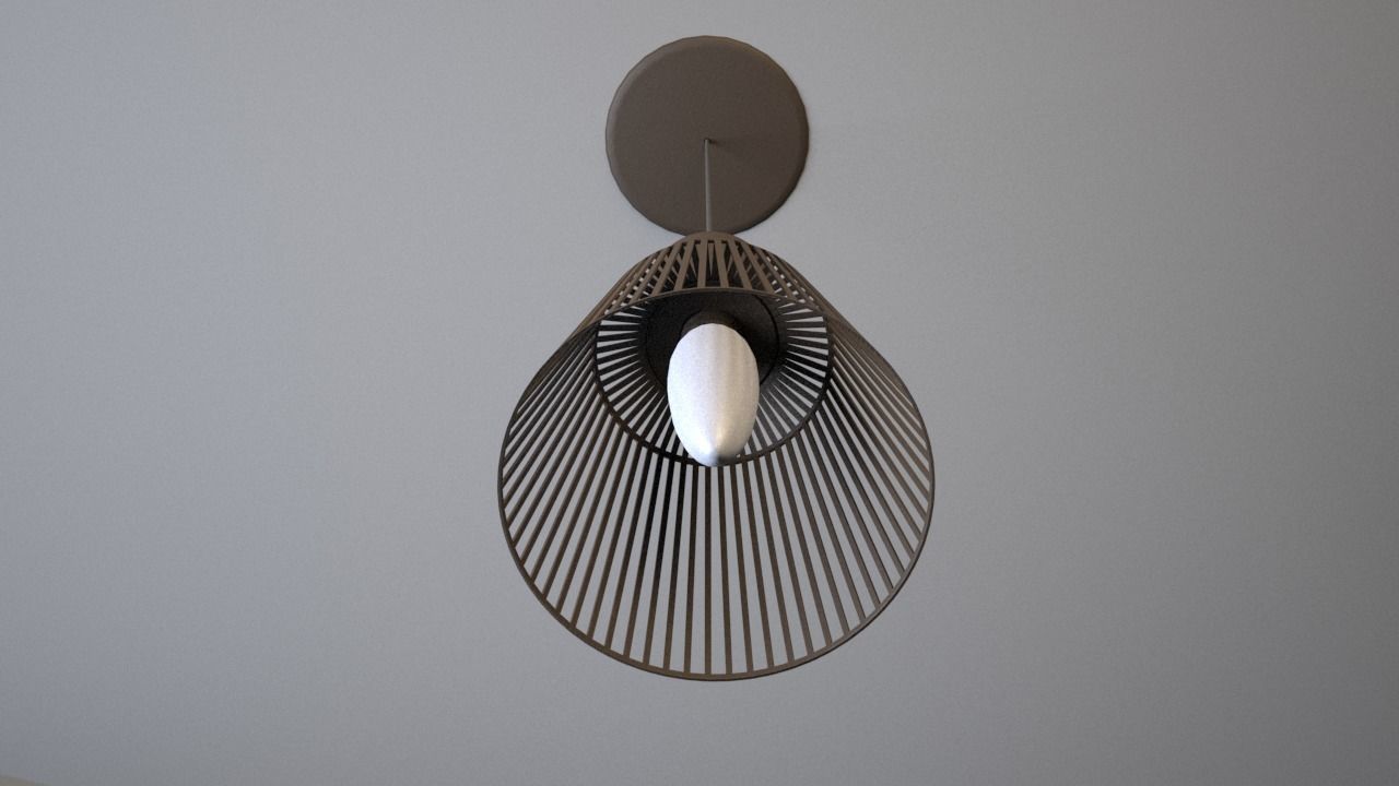 Wooden ceiling lamp model Low-poly 3D model_1