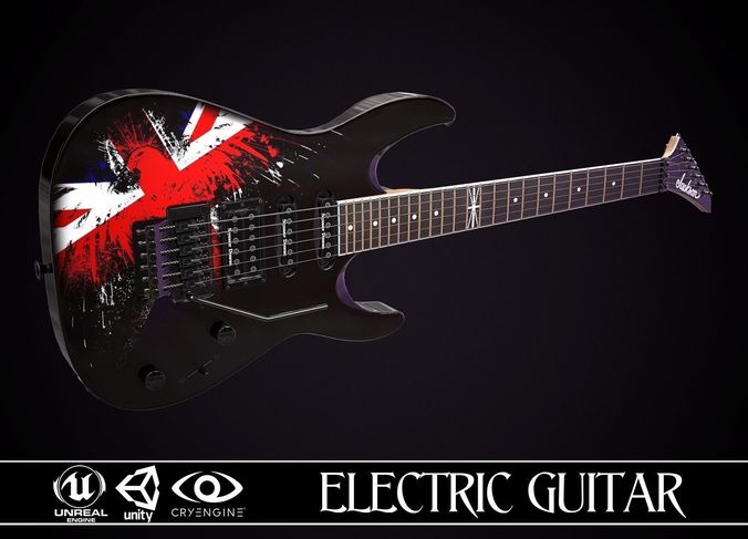 Electric Guitar Jackson Dinky British Eagle Low-poly 3D model