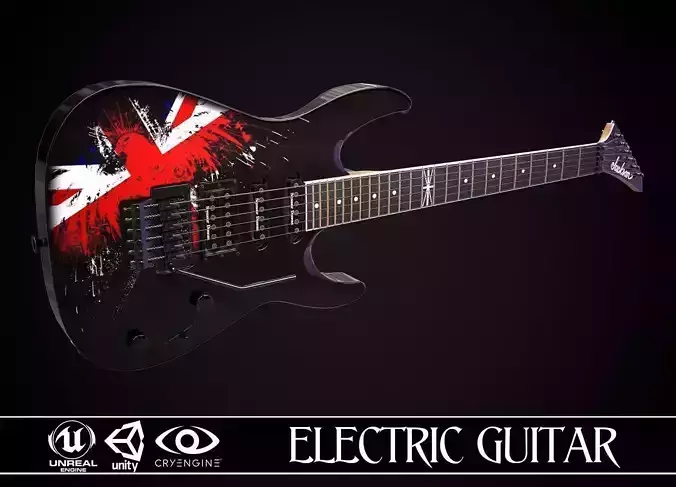 Electric Guitar Jackson Dinky British Eagle Low-poly 3D model