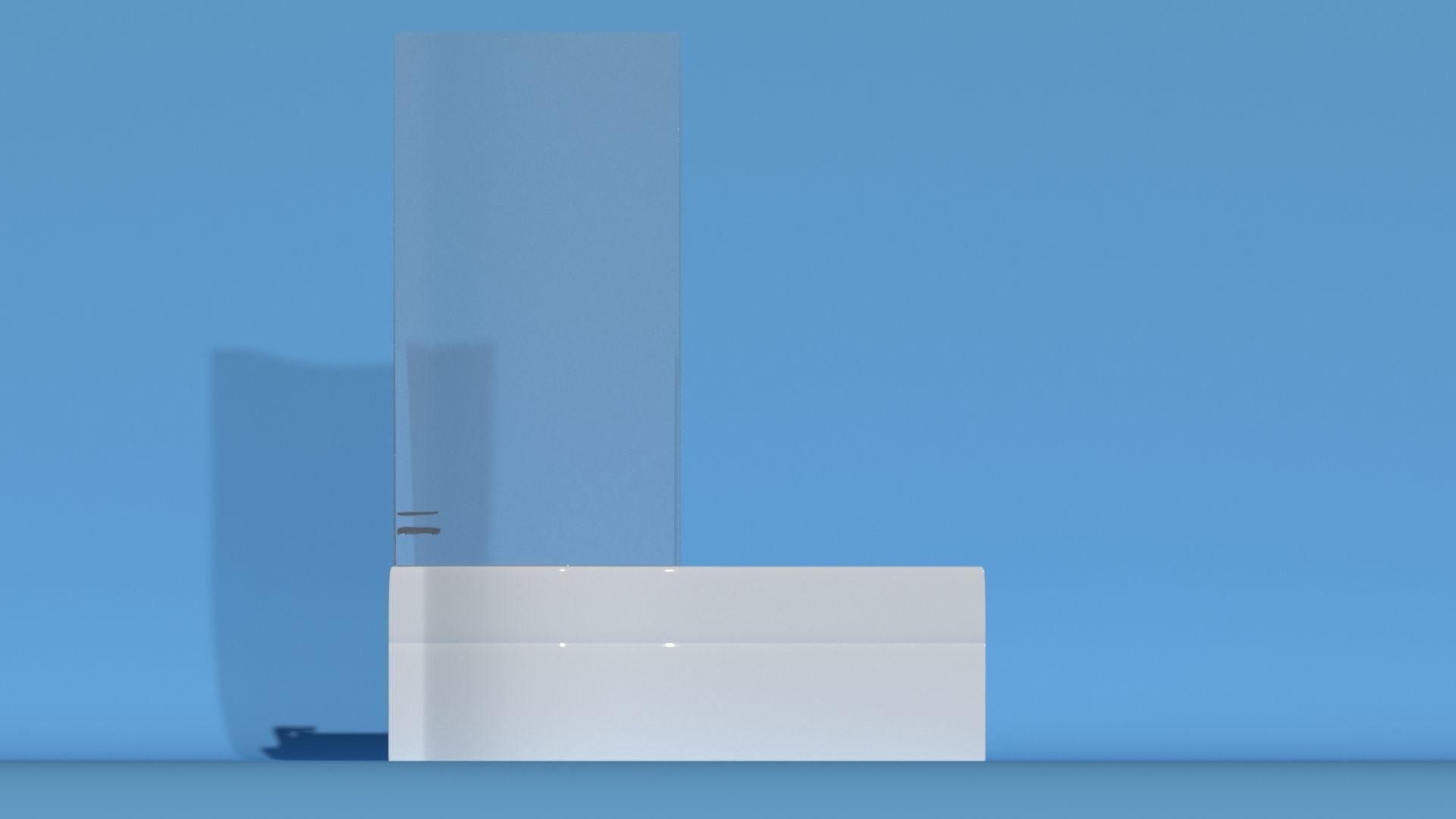 Bathtub with curved shower screen and chrome taps Free 3D model_3