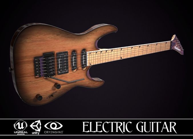 Electric Guitar Jackson Dinky Cherry Low-poly 3D model